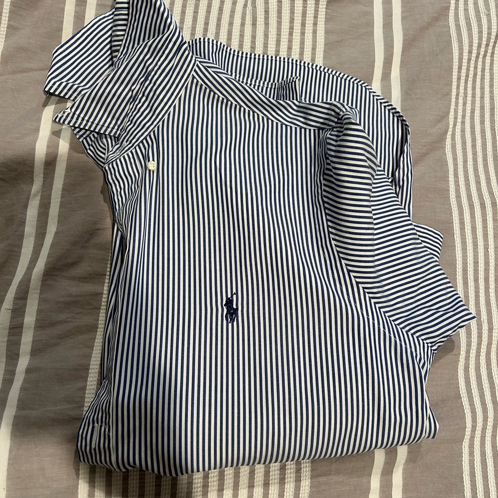 Men's Striped Blue and White Bag